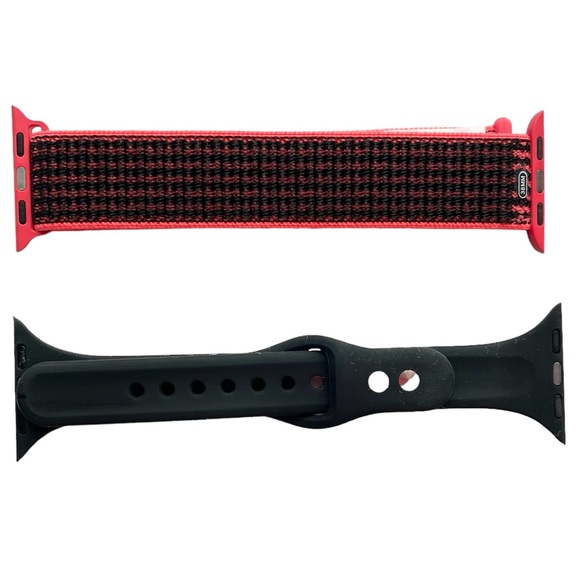 NEW Apple Watch Bands Nylon Sport Loop Thin Silicone 38 40 41mm S/M Black Coral - Picture 4 of 8